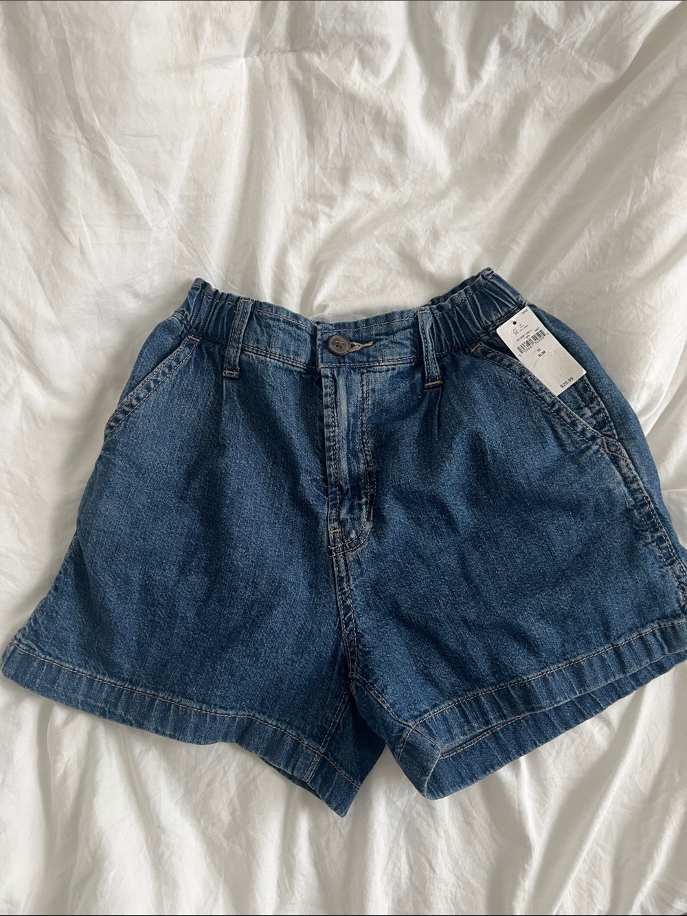 GAP Dark Blue Elastic-Waist Denim Shorts